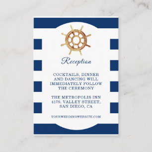Navy Lenkrad Nautical Wedding Reception Begleitkarte