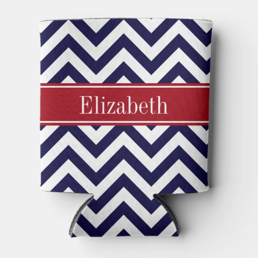 Navy Lg Zickzack Cranberry Quatrefolienname Monogr Dosenkühler (Vorderseite)