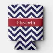Navy Lg Zickzack Cranberry Quatrefolienname Monogr Dosenkühler (Rückseite)