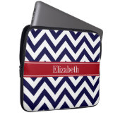 Navy Lg Zickzack Cranberry Quatrefolienname Monogr Laptopschutzhülle (Vorne Rechts)