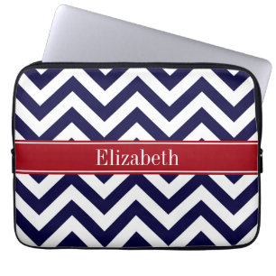 Navy Lg Zickzack Cranberry Quatrefolienname Monogr Laptopschutzhülle