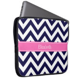 Navy LG Zickzack HotPink2 Quarzfolienname Monogram Laptopschutzhülle (Vorne Rechts)