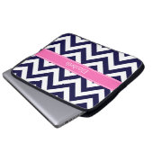 Navy LG Zickzack HotPink2 Quarzfolienname Monogram Laptopschutzhülle (Vorne Knopf)
