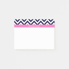 Navy LG Zickzack HotPink2 Quarzfolienname Monogram Post-it Klebezettel
