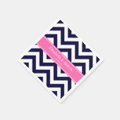Navy LG Zickzack HotPink2 Quarzfolienname Monogram Serviette (Ecke)