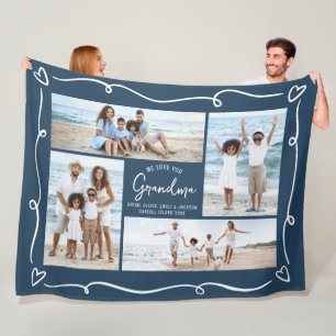 Navy Liebt dich Oma 4 Foto Handgezeichnete Kritzel Fleecedecke