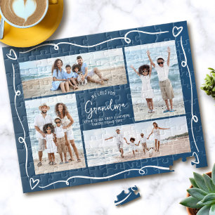 Navy Liebt dich Oma 4 Foto Handgezeichnete Kritzel Puzzle