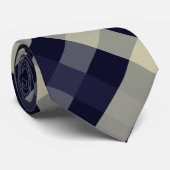 Navy, Light Beige, Charcoal Diagonal Gingham Krawatte (Gerollt)