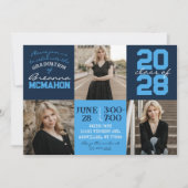 Navy & Light Blue 3 Foto Abschluss Einladung (Vorderseite)