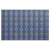 Navy & Light Blue Bänder mit rosa Blume Stoff (Fat Quarter (45,7 x 55,9 cm))