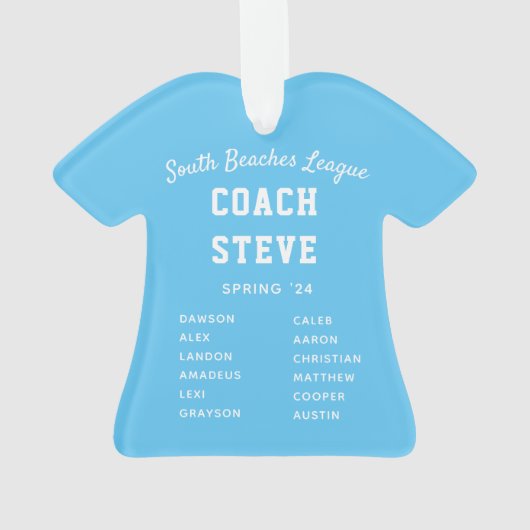 Navy & Light Blue Baseball Coach Team Jersey Ornament (Rückseite)