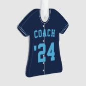 Navy & Light Blue Baseball Coach Team Jersey Ornament (Vorderseite)