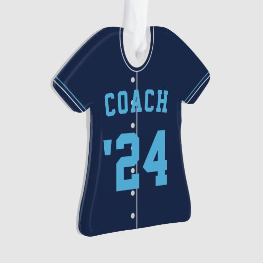 Navy & Light Blue Baseball Coach Team Jersey Ornament (Vorderseite)