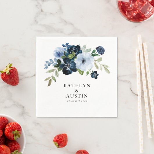 navy & light blue floral wedding serviette (Beispiel)