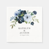navy & light blue floral wedding serviette (Vorderseite)