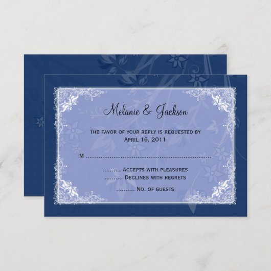Navy Light Blue Floral Wirbel UAWG RSVP Karte (Vorne/Hinten)