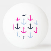 Navy, Light Blue und Hot Pink Nautical Anker Tischtennisball (Rückseite)