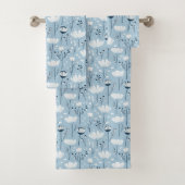 Navy Light Blue White Watercolor Blumengeschenk Badhandtuch Set (Insitu)