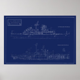 Navy Light Cruiser Little Rock Blueprint Poster