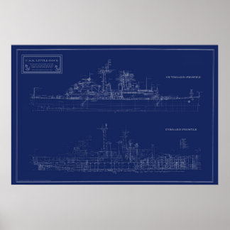 Navy Light Cruiser Little Rock Blueprint Poster