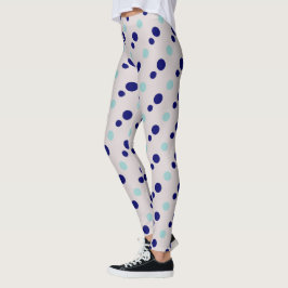 Navy & Light Green Dots Leggings
