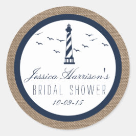 Navy Lighthouse auf dem Nautischen Brautparty Burl Runder Aufkleber
