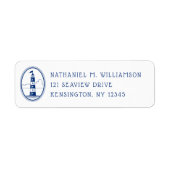 Navy Lighthouse Nautical Return Address Label (Vorne)