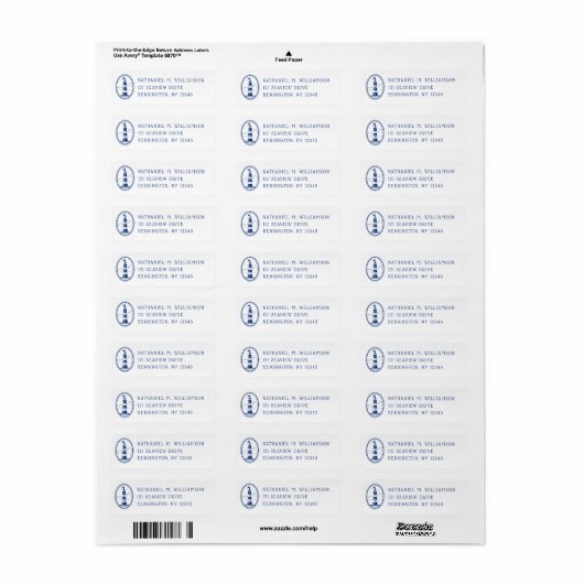 Navy Lighthouse Nautical Return Address Label (Vorne)