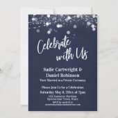 Navy & Lights Textured Celebrate mit US-Empfang Einladung (Vorderseite)
