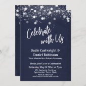 Navy & Lights Textured Celebrate mit US-Empfang Einladung (Vorne/Hinten)