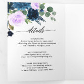 Navy Lila Lavendel Boho botanische Hochzeit Dreifach Gefaltete Ankündigung (Innen Erste Seite)