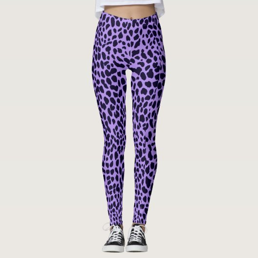 Navy Lila Leopard Print Leggings (Vorderseite)
