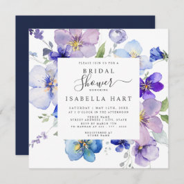 Navy Lila Mauve Pansy Viola Floral Brautparty Einladung