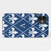 Navy Lilie mit Monogramm Case-Mate iPhone Hülle (Rückseite (Horizontal))