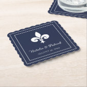 Navy Lilie Wedding Paper Untersetzer (angewinkelt)