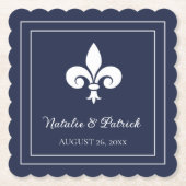 Navy Lilie Wedding Paper Untersetzer (Vorderseite)