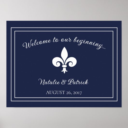 Navy Lilie Wedding Poster (Vorne)