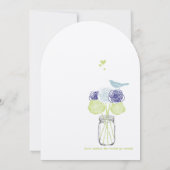 Navy, Limon Rustic Blue Romantische Rose Mason Jar Einladung (Rückseite)