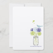 Navy, Limon Rustic Blue Romantische Rose Mason Jar Einladung (Rückseite)