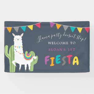 Navy Llama Fun Cactus Birthday Party Willkommen Banner