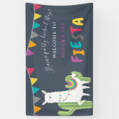 Navy Llama Fun Cactus Birthday Party Willkommen Banner (Vertikal)