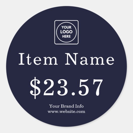 Navy Logo | Moderne, individuell gestaltete Preism Runder Aufkleber (Vorderseite)
