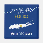 Navy Long Island Wedding Save the Date Map Magnet (Vorne)