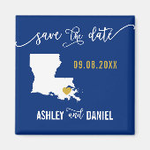 Navy Louisiana Wedding Speichern Sie die Datumskar Magnet (Vorne)