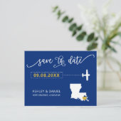 Navy Louisiana Wedding Speichern Sie die Datumskar Postkarte (Stehend Vorderseite)