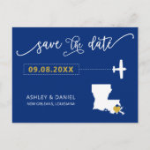 Navy Louisiana Wedding Speichern Sie die Datumskar Postkarte (Vorderseite)