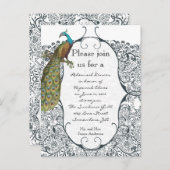 Navy Love Bird Damask Probe Einladung (Vorne/Hinten)