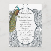 Navy Love Bird Damask Probe Einladung (Vorderseite)