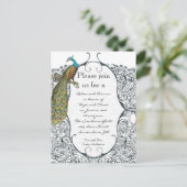 Navy Love Bird Damask Probe Einladung (Stehend Vorderseite)
