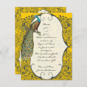 Navy Love Bird Damask Probe Einladung (Vorne/Hinten)